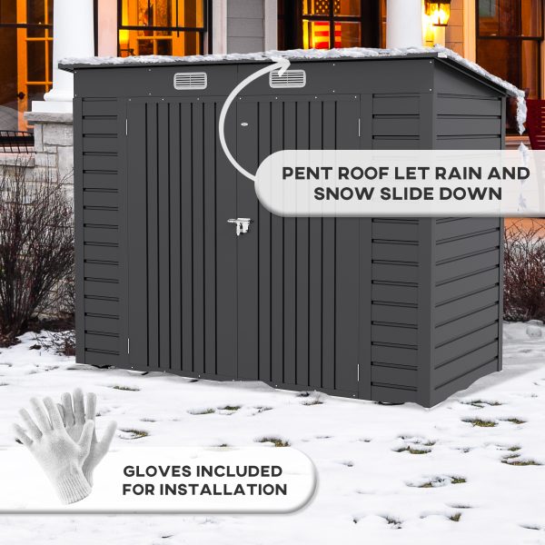 Outsunny 8 x 4FT Metal Garden Storage Shed with Double Doors and 2 Vents, Grey - Image 7