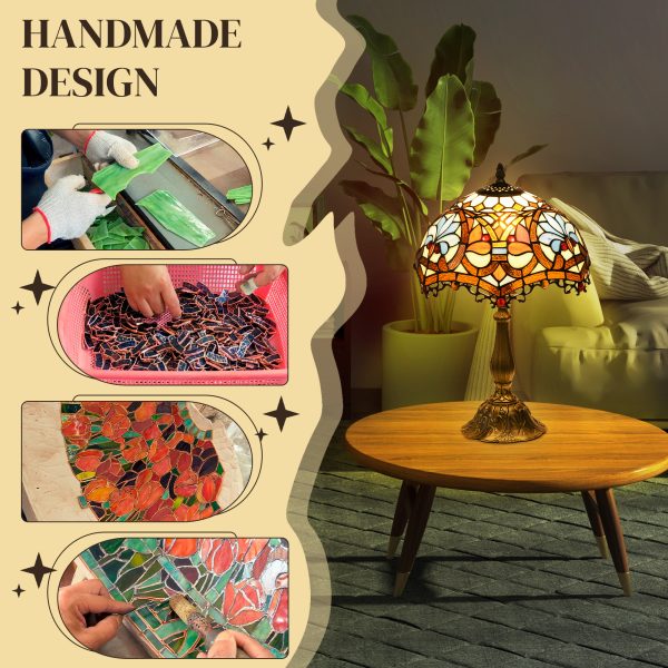 HOMCOM Antique Table Lamp, for Bedroom Bedside, Bulb not Included, Sunflower - Image 3