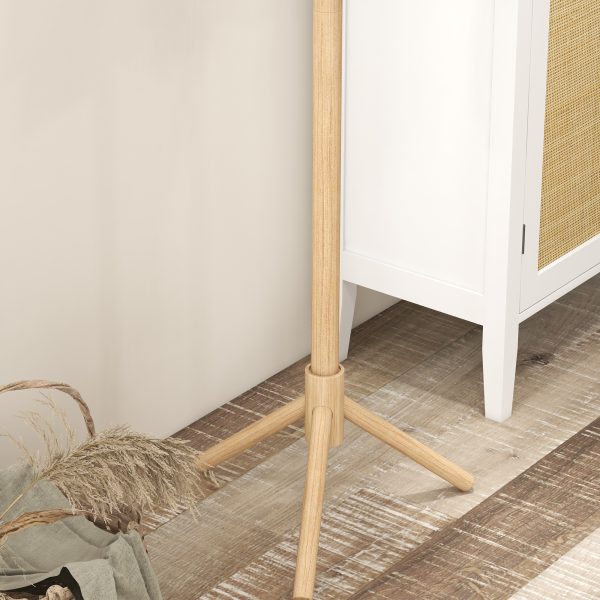 HOMCOM Coat Rack Bamboo Coat Stand with 8 Hooks for Handbags, Natural - Image 8