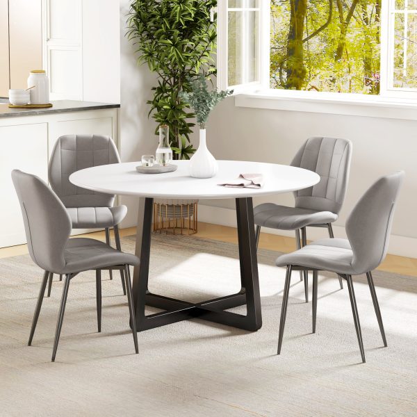 HOMCOM Modern Style Kitchen Chairs Set of 4 with Flannel Upholstered, Light Grey - Image 7