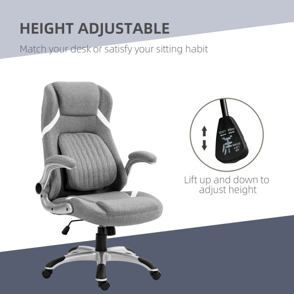Vinsetto Fabric Office Desk Chair with Adjustable Height Tilt Function Grey - Image 3