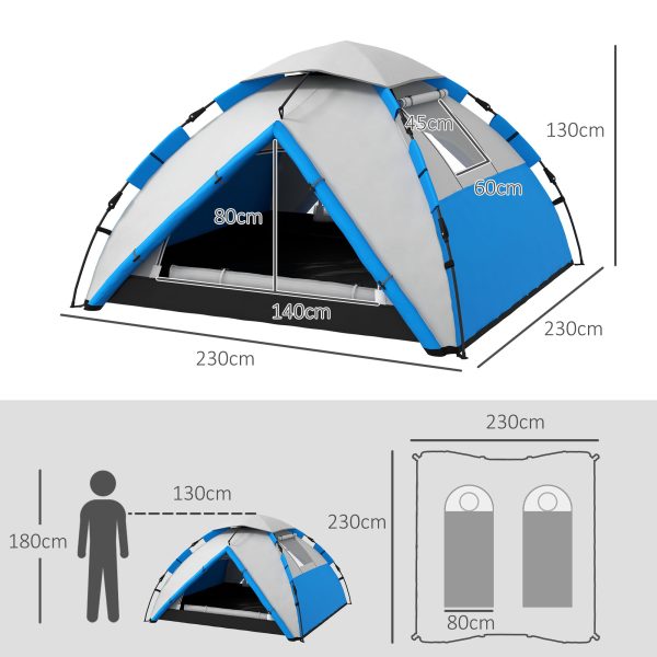 Outsunny 3-4 Man Camping Tent Portable with Bag, Quick Setup, Blue - Image 5