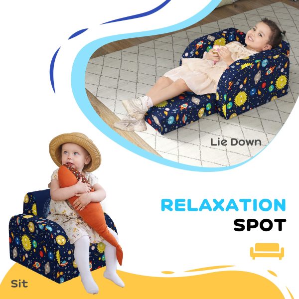 AIYAPLAY Kids Armchair, Foldable Toddler Chair for Bedroom - Dark Blue - Image 3