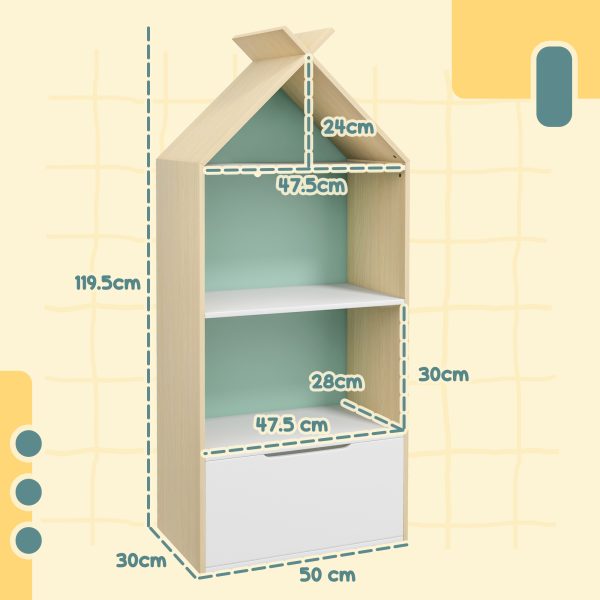 AIYAPLAY Kids Bookshelf with 3 Shelves, Drawer, Anti-tip Device, for Kids Room - Image 5