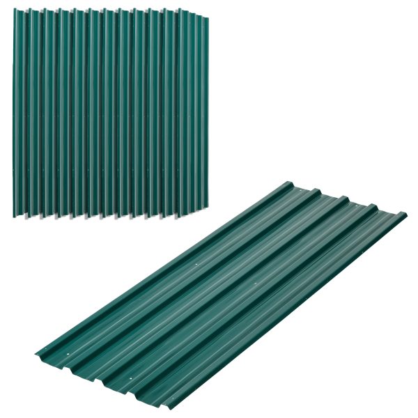 Outsunny Pack of 12 Metal Roofing Sheets for Greenhouse and Shed, Green