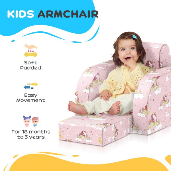 AIYAPLAY Kids Armchair, Foldable Toddler Chair for Bedroom - Pink - Image 4