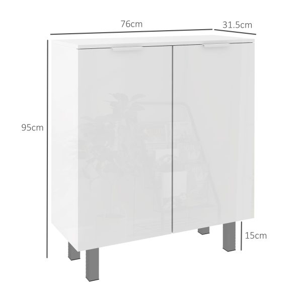HOMCOM Shoe Storage Cabinet with Soft-Close Hinges & Adjust Shelves, High Gloss - Image 3