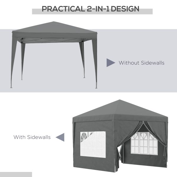 Outsunny 3mx3m Pop Up Gazebo Party Tent Canopy Marquee with Storage Bag Grey - Image 8