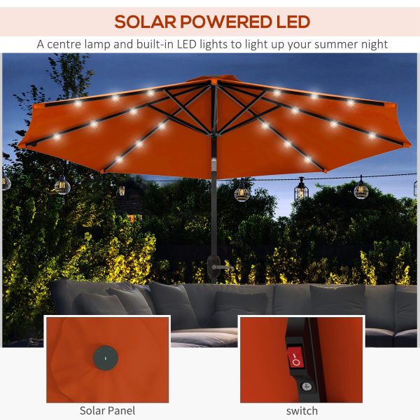 Outsunny 24 LED Solar Powered Parasol Umbrella Garden Tilt Outdoor String Light - Image 3