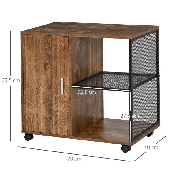 HOMCOM Printer Stand Home Office Mobile Cabinet Organizer with Castors, Door - Image 5