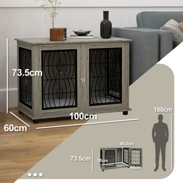 PawHut Dog Crate Furniture, 37" End Table for Large Dogs w/ Cushion - Image 5