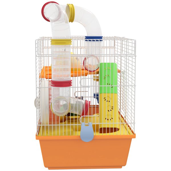 PawHut Hamster Cage, 3 Tiers Gerbil Cage for Dwarf Hamsters with Tubes, Ladder - Image 4