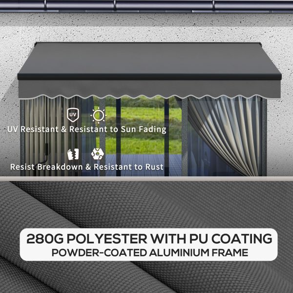 Outsunny 3 x 2m Electric Retractable Awning, Aluminium Frame, Dark Grey - Image 2