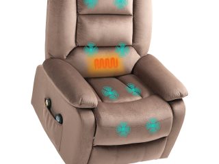 HOMCOM Riser and Recliner Chair Lift Chair with Vibration Massage, Heat, Brown