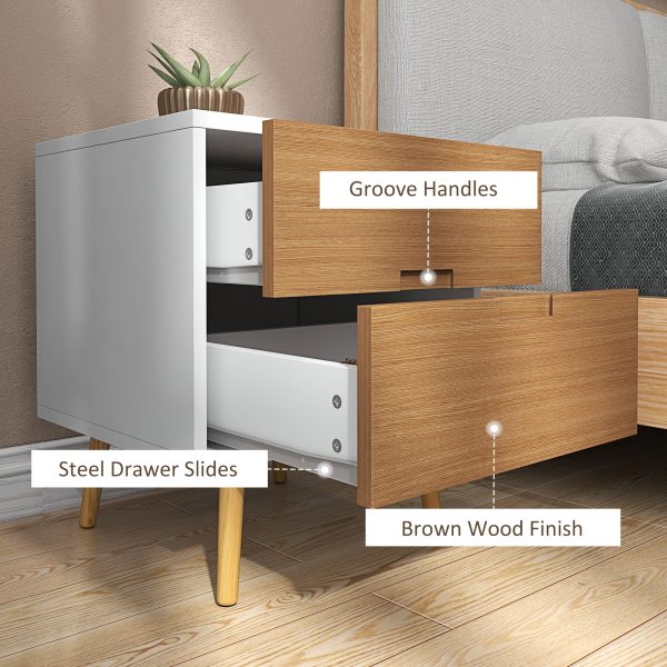 HOMCOM Bedside Table with 2 Drawers for Bedroom, Living Room - Image 6