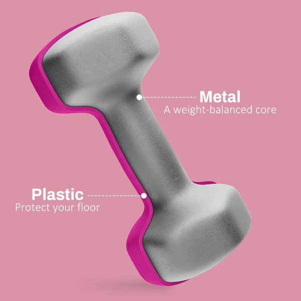 SPORTNOW Set of 2 Hexagonal Dumbbells Weights Pair, 2 x 3kg, Pink - Image 4