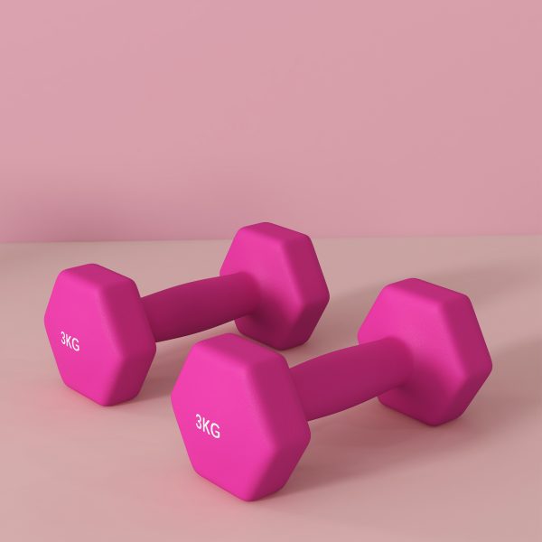SPORTNOW Set of 2 Hexagonal Dumbbells Weights Pair, 2 x 3kg, Pink - Image 8