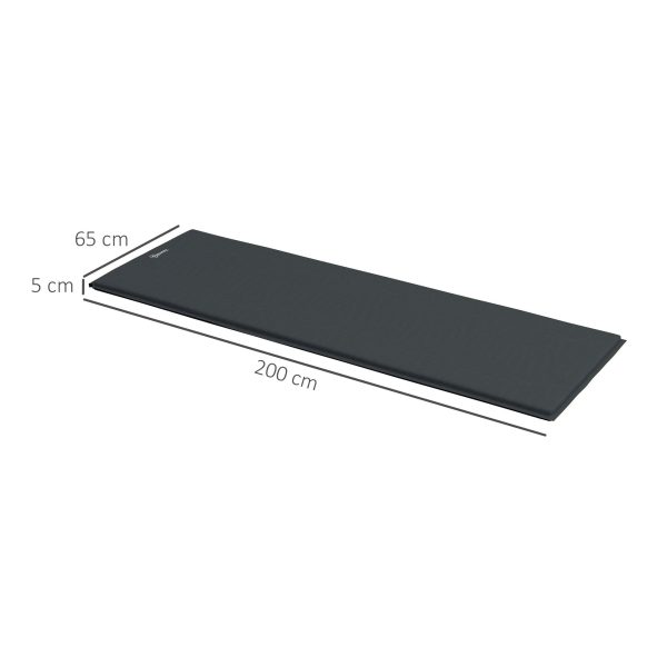 Outsunny Self-Inflating Single Sleeping Pad Air Bed with Carry Bag, Grey - Image 5