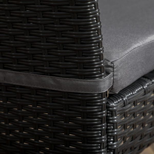 Outsunny 4 PCs Rattan Garden Chairs with Cushion, Wicker Dining Chairs, Black - Image 2