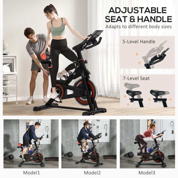 HOMCOM 8kg Flywheel Exercise Bike with Adjustable Height, Resistance, Black - Image 4