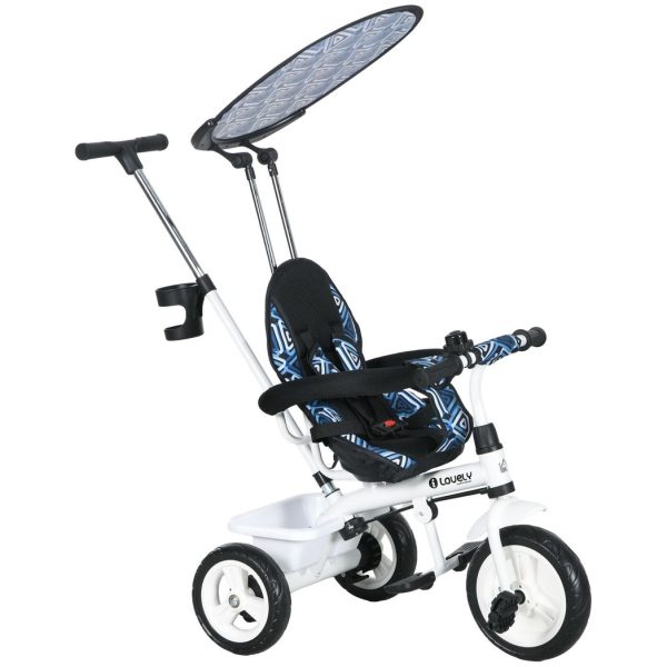HOMCOM 6 in 1 Kids Tricycle w/ Removable Handle for 1.5 year, Blue