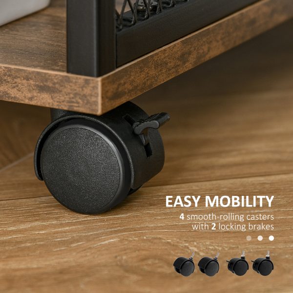 HOMCOM Printer Stand Home Office Mobile Cabinet Organizer with Castors, Door - Image 3