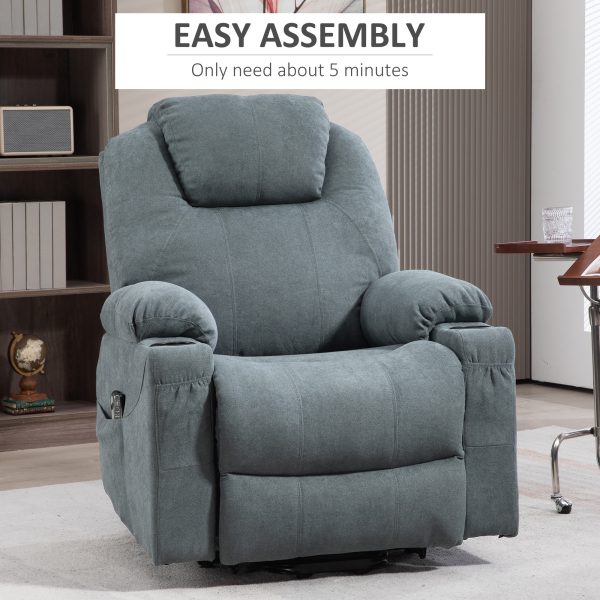 HOMCOM Lift Chair with Vibration Massage, Heat, Easy Assembly, Grey - Image 3