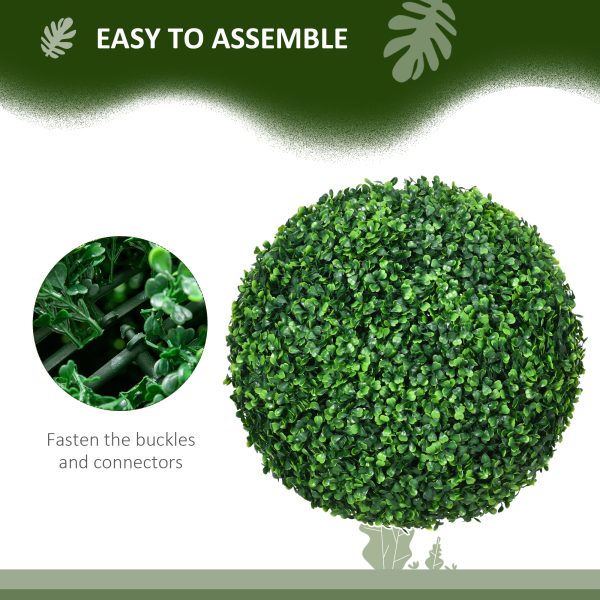 HOMCOM Set of 2 Artificial Topiary Balls Indoor Outdoor Faux Boxwood Balls - Image 5