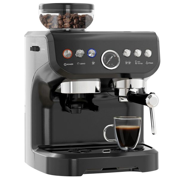 Espresso Coffee Machine w/ Integrated Bean Grinder & Steam Wand 15 Bar Pressure - Image 3