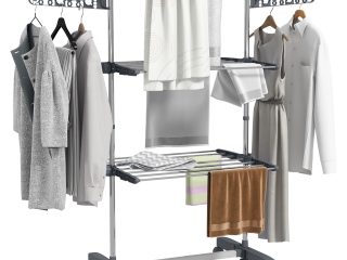 HOMCOM 3-Tier Large Clothes Airer Stainless Steel Clothes Drying Rack Grey