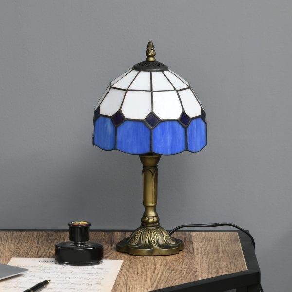HOMCOM Antique Table Lamp, for Bedroom Bedside, Bulb not Included, Blue - Image 6