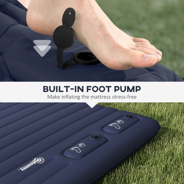 Outsunny Double Air Bed Inflatable Mattress, 195 x 140 x 10cm, Blue - Image 4