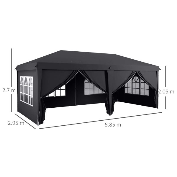 Outsunny 3 x 6m Pop Up Gazebo Height Adjustable Party Tent with Storage Bag Grey - Image 5
