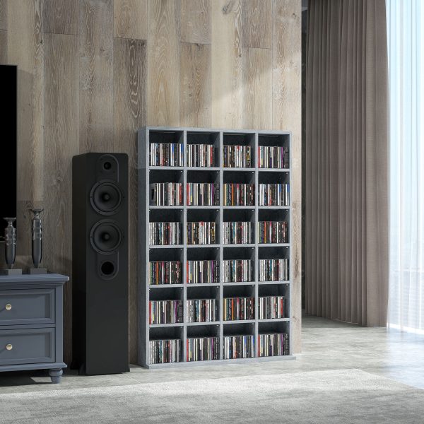 HOMCOM DVD CD Media Storage Rack, Video Display Unit, 89 x 130.5 cm, Grey - Image 2