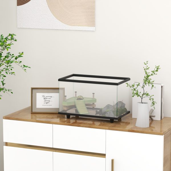 PawHut Turtle Tank 28L Glass Turtle Aquarium w/ Easy-Drain 45 x 25 x 29cm - Image 5