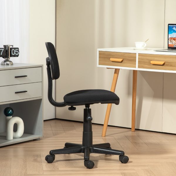HOMCOM Armless Office Chair with Adjustable Height 360Â° Swivel Wheels Black - Image 7
