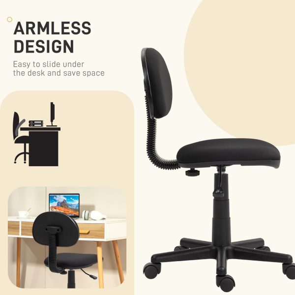 HOMCOM Armless Office Chair with Adjustable Height 360Â° Swivel Wheels Black - Image 6