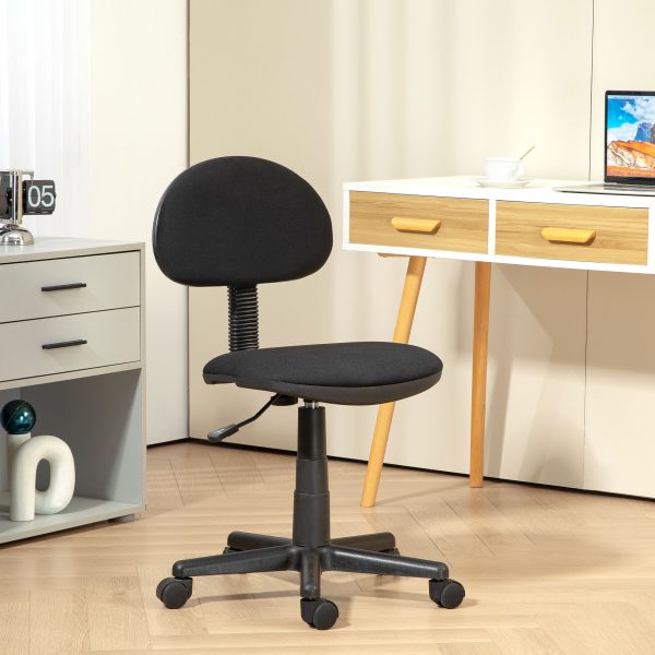 HOMCOM Armless Office Chair with Adjustable Height 360Â° Swivel Wheels Black - Image 2