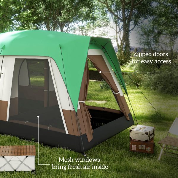 Outsunny Camping Tent with 3000mm Waterproof Rainfly & Screen Panels, Green - Image 5
