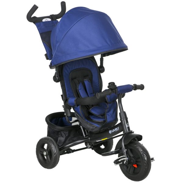 HOMCOM 6 in 1 Kids Trike, Stroller with Parent Handle, Blue