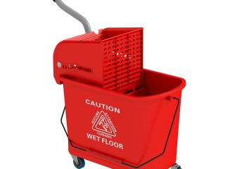 HOMCOM 20L Mop Bucket with Wringer Handle on Wheels for Floor Cleaning Red