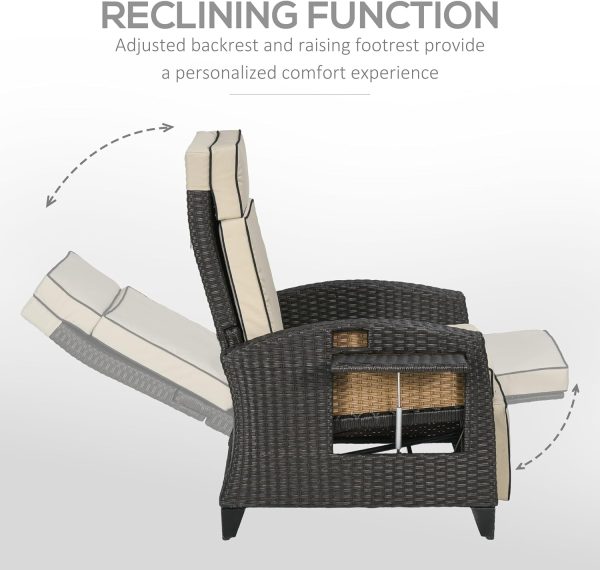 Outsunny Outdoor Recliner Chair with Cushion - Image 6