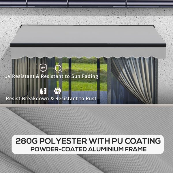 Outsunny 3 x 2m Electric Retractable Awning, Aluminium Frame, Light Grey - Image 6
