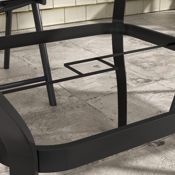 Outsunny Garden Dining Table w/ Umbrella Hole, Dining Table for 4, Grey - Image 8