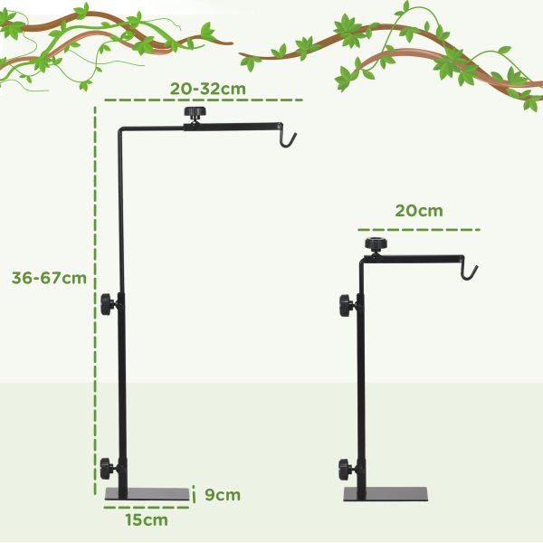 PawHut Reptile Lamp Stand, Adjustable Lamp Holder with Hook Hanging Base - Image 8