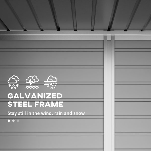 Outsunny 8 x 4FT Metal Garden Storage Shed with Double Doors and 2 Vents, Grey - Image 3