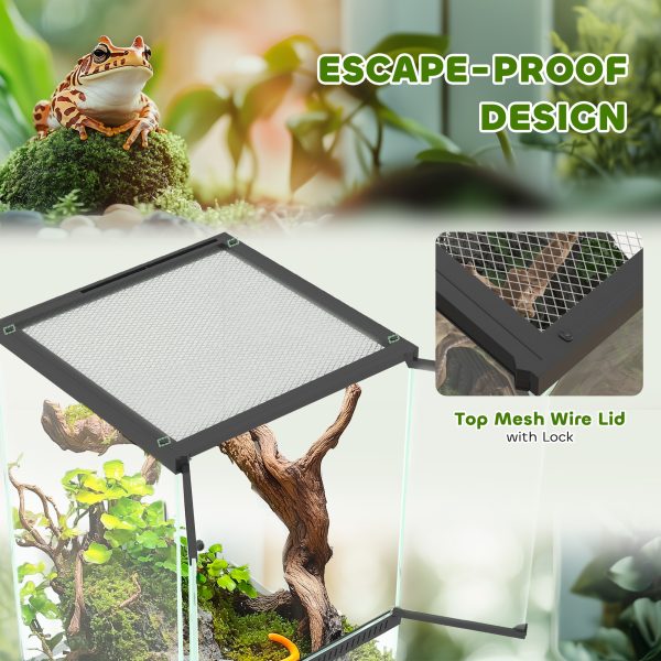 PawHut Glass Reptile Terrarium, 40L Vivarium for Lizards Frogs Snakes Turtles - Image 5
