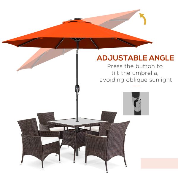 Outsunny 24 LED Solar Powered Parasol Umbrella Garden Tilt Outdoor String Light - Image 4
