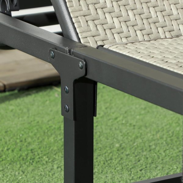 Outsunny Foldable Outdoor PE Rattan Sun Lounger, Mixed Grey - Image 2