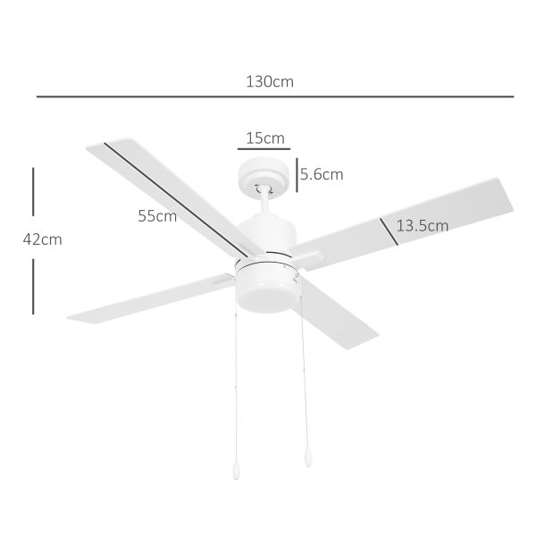 HOMCOM Mounting Reversible Ceiling Fan with Light, Pull-chain - Image 5